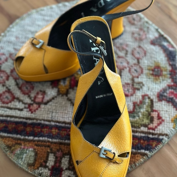 Marigold Prada Slingback Heels - Picture 4 of 8